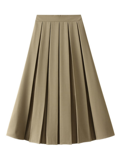 Retro Pleated Elastic High Waist Skirt