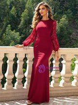 Fashion Contrast Mesh Lantern Sleeve Dress