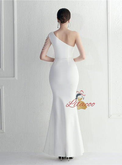 One Shoulder Mermaid Beading Prom Dress