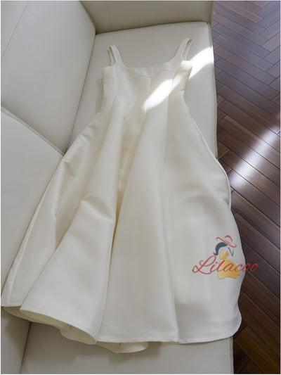 Beige Suspender Retro Slim Dress