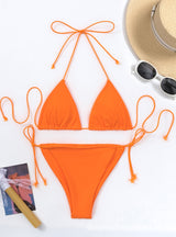 Solid Color String Strap Bikini
