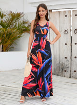 Bohemian Printed Suspenders Dress