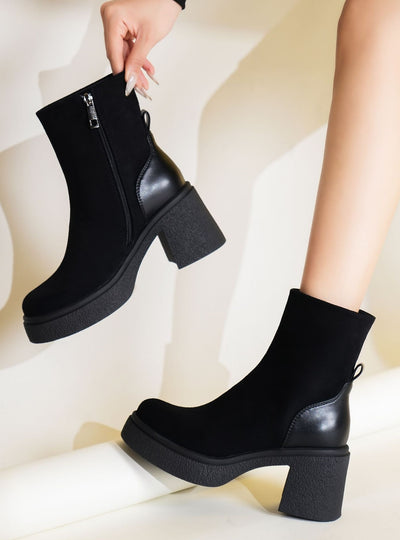 Thick-soled Splicing Side Zipper Boots