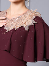 Burgundy Sequins Flower Mother Of The Bride Dress