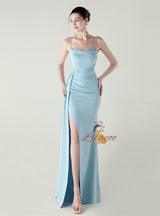 Mermaid Spaghetti Straps Split Beading Prom Dress