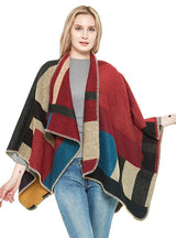 Thickened Cashmere Retro Plaid Shawl Cloak