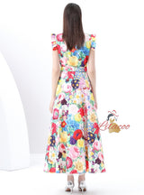 Retro Palace Printed Breasted Dress