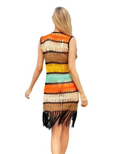 Crocheted Sexy Fringed Bikini Color Cover Up