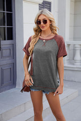 Round Neck Split Loose Short Sleeve T-shirt