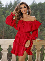 Long Sleeve Off the Shoulder Short Dress
