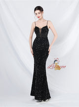 Mermaid Sequins Lace Spaghetti Straps Prom Dress
