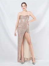 Mermaid Sequins Spaghetti Straps Prom Dress