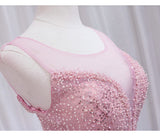 Pink Tulle Sequins Beading Backless Homecoming Dress