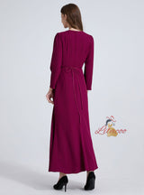 Long Sleeve Round Neck Beaded Dress