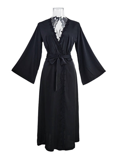 Long Sleeve Backless Satin Nightgown