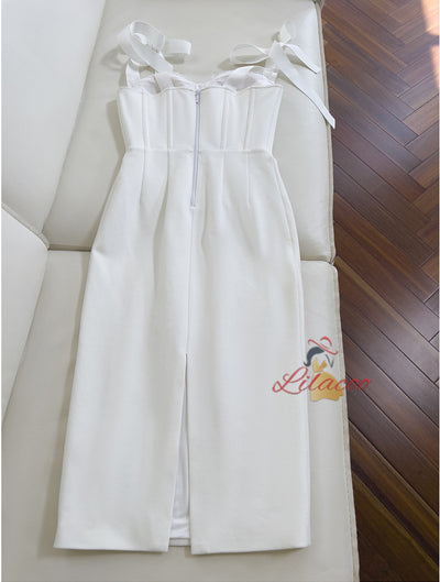 Sling White Bow Tube Top Dress