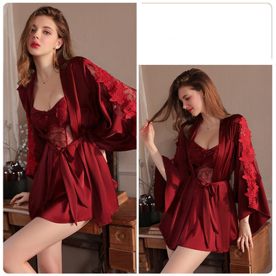 Lotus Leaf Comfortable Suspender Nightdress Suit