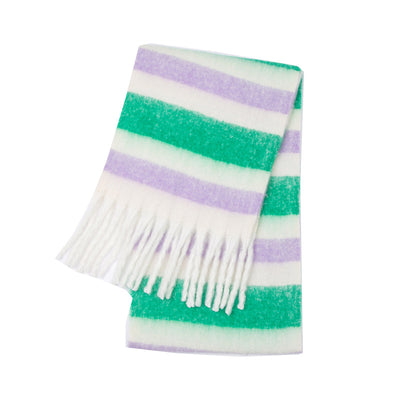 Thick Thick Fringed Striped Scarf