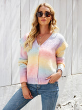 Rainbow Tie-dyed Cardigan Sweater Coat