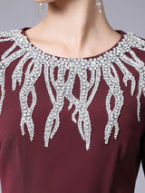 Burgundy Beading Mother Of The Bride Dress