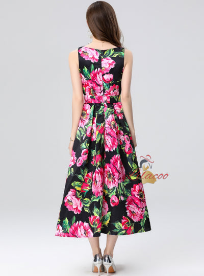 Women Printed Silm Waist Dress