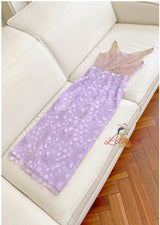 Purple Three-dimensional Sling Split Perspective Backless Dress