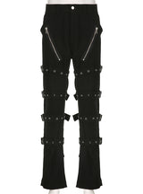 Zipper Jeans Straight Pants