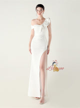 Mermaid One Shoulder Beading Split Prom Dress