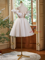 Tulle Lace Spaghetti Straps Homecoming Dress