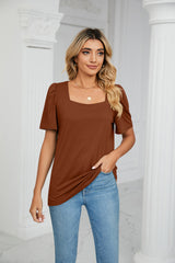 Solid Color Short Sleeve Loose T-shirt