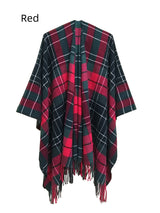 Double-sided Plaid Split Shawl