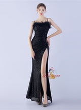 Spaghetti Straps Sequins Prom Dress