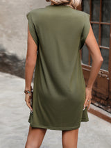 Women Solid Color Sleeveless Dress