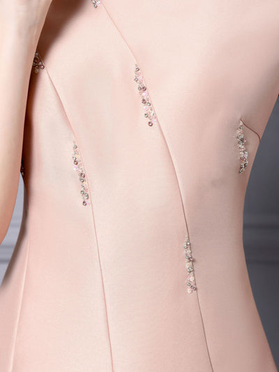Pink V-neck Beading Mother Of The Bride Dress