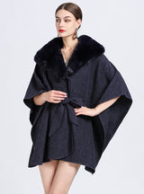 Wool Knitted Lace-up Cardigan Shawl Cloak