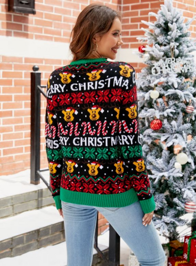 Casual Christmas Snowman Cartoon Pullover Sweater