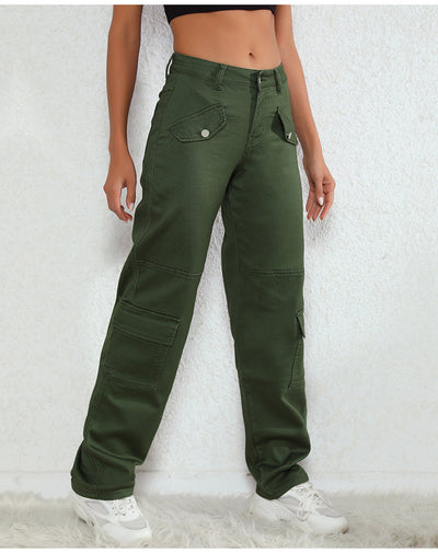 High Waist Loose Large Pocket Jeans