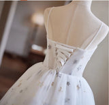 White Tulle Star Sequins Homecoming Dress