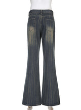 Striped High Waist Slim Retro Slim Jeans