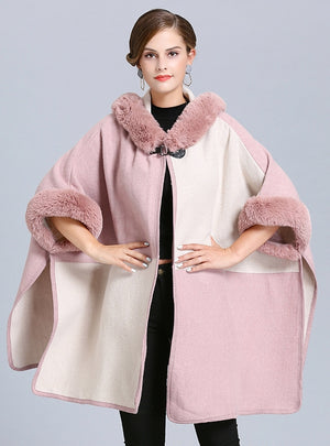 Loose Color Matching Knit Cardigan Cloak Shawl