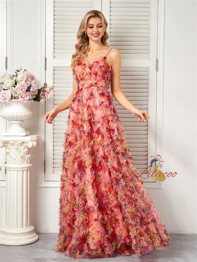 Summer Print V-neck Party Dress