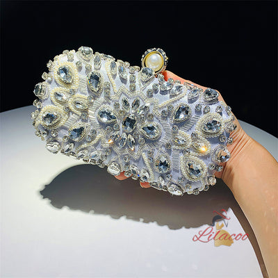 Rhinestone Hand Beaded Chain Clutch Bag