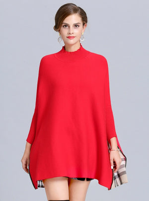 Loose Zipper Splicing Head Bat Sleeve Cloak Shawl
