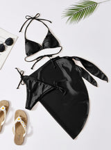 Satin Strap Swimsuit Three-piece Bikini