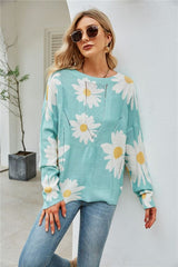 Women Sunflower Flower Sweater