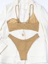 Skin Color Shoulder Strap Two-piece Bikini