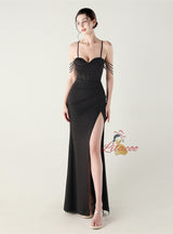 Mermaid Spaghetti Straps Pleats Prom Dress