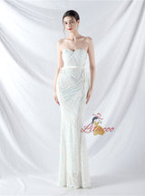 Mermaid Sequins Strapless Prom Dress