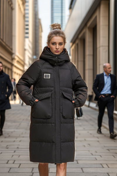 White Duck Down Long Over-the-knee Padded Down Jacket