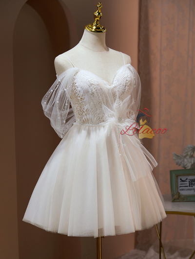 Ivory Tulle Tulle Straps Homecoming Dress